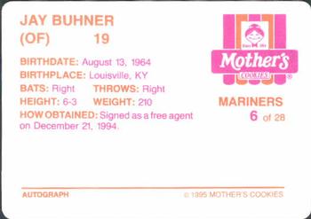 1995 Mother's Cookies Seattle Mariners #6 Jay Buhner Back