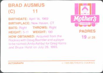 1995 Mother's Cookies San Diego Padres #19 Brad Ausmus Back