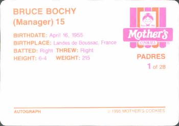 1995 Mother's Cookies San Diego Padres #1 Bruce Bochy Back