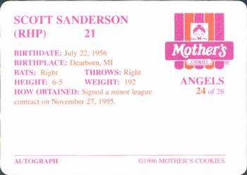 1996 Mother's Cookies California Angels #24 Scott Sanderson Back