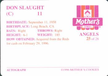 1996 Mother's Cookies California Angels #25 Don Slaught Back