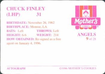 1996 Mother's Cookies California Angels #9 Chuck Finley Back