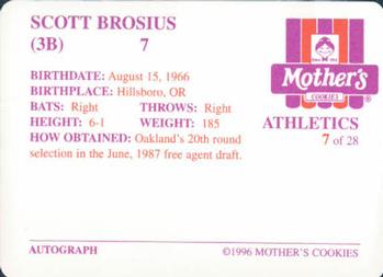 1996 Mother's Cookies Oakland Athletics #7 Scott Brosius Back