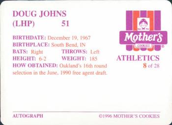 1996 Mother's Cookies Oakland Athletics #8 Doug Johns Back