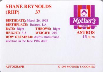 1996 Mother's Cookies Houston Astros #13 Shane Reynolds Back