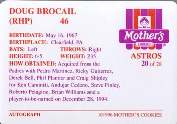 1996 Mother's Cookies Houston Astros #20 Doug Brocail Back