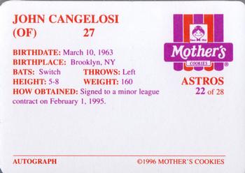 1996 Mother's Cookies Houston Astros #22 John Cangelosi Back