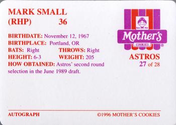 1996 Mother's Cookies Houston Astros #27 Mark Small Back