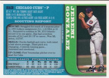 1997 Bowman Chrome #213 Jeremi Gonzalez Back
