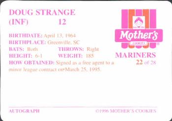1996 Mother's Cookies Seattle Mariners #22 Doug Strange Back