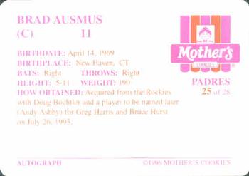 1996 Mother's Cookies San Diego Padres #25 Brad Ausmus Back