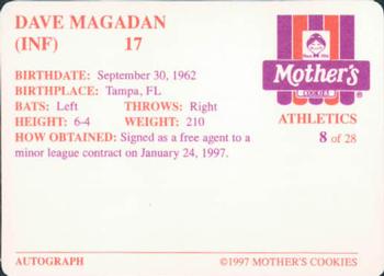 1997 Mother's Cookies Oakland Athletics #8 Dave Magadan Back