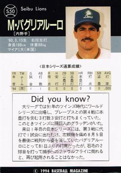 1994 BBM Nippon Series #S50 Mike Pagliarulo Back