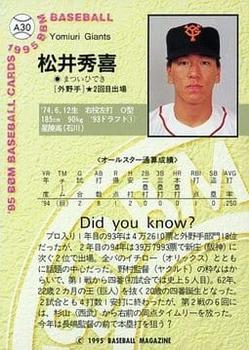 1995 BBM All-Star Game #A30 Hideki Matsui Back