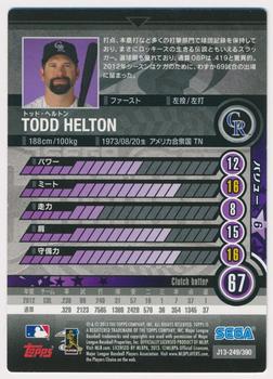 2013 Sega Card-Gen #249 Todd Helton Back