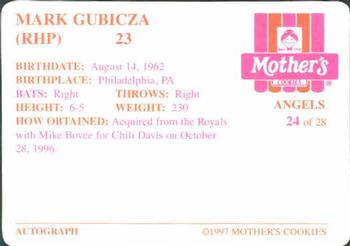 1997 Mother's Cookies Anaheim Angels #24 Mark Gubicza Back