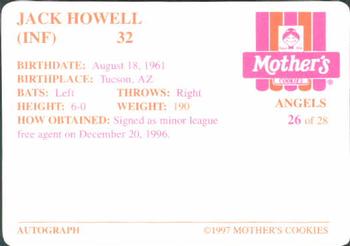 1997 Mother's Cookies Anaheim Angels #26 Jack Howell Back