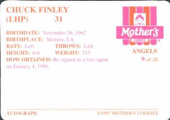 1997 Mother's Cookies Anaheim Angels #9 Chuck Finley Back