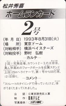1993 NTV Hideki Matsui Homerun #2 Hideki Matsui Back