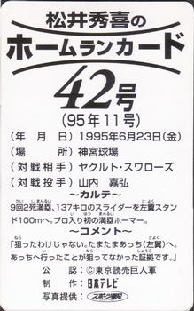 1995 NTV Hideki Matsui Homerun Cards #42 Hideki Matsui Back