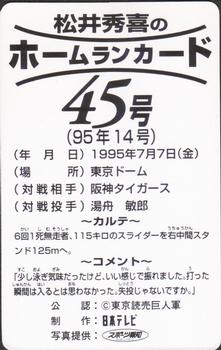 1995 NTV Hideki Matsui Homerun Cards #45 Hideki Matsui Back