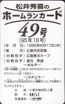 1995 NTV Hideki Matsui Homerun Cards #49 Hideki Matsui Back