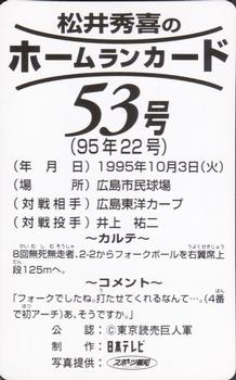 1995 NTV Hideki Matsui Homerun Cards #53 Hideki Matsui Back