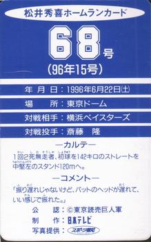 1996 NTV Hideki Matsui Homerun #68 Hideki Matsui Back