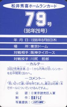 1996 NTV Hideki Matsui Homerun #79 Hideki Matsui Back