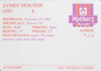 1997 Mother's Cookies Houston Astros #7 James Mouton Back