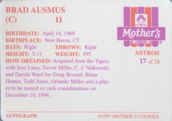 1997 Mother's Cookies Houston Astros #17 Brad Ausmus Back
