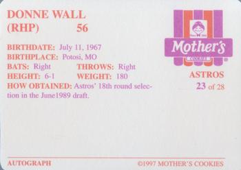 1997 Mother's Cookies Houston Astros #23 Donne Wall Back