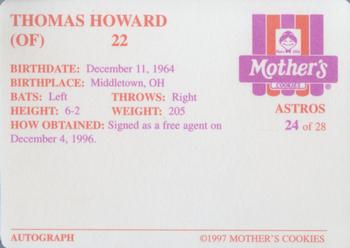 1997 Mother's Cookies Houston Astros #24 Thomas Howard Back