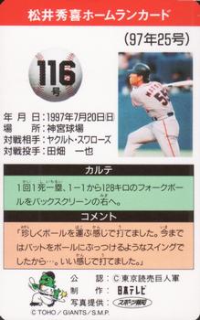 1997 NTV Hideki Matsui Homerun Cards #116 Hideki Matsui Back