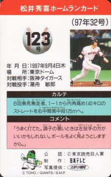 1997 NTV Hideki Matsui Homerun Cards #123 Hideki Matsui Back