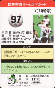 1997 NTV Hideki Matsui Homerun Cards #97 Hideki Matsui Back