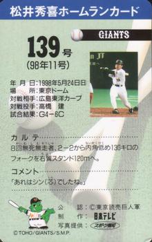 1998 NTV Hideki Matsui Homerun #139 Hideki Matsui Back