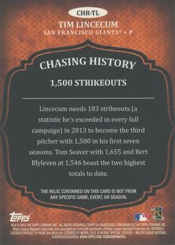 2013 Topps - Chasing History Relics Gold #CHR-TL Tim Lincecum Back
