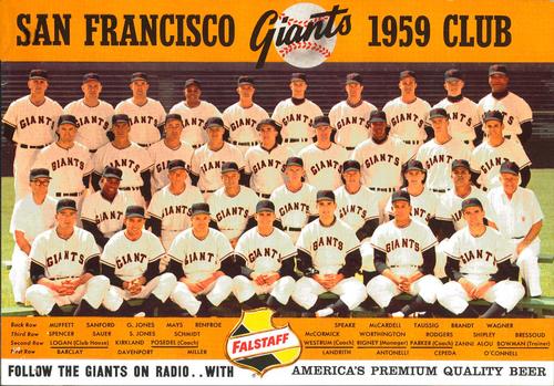 1959 Falstaff Beer San Francisco Giants Team Photo #1 San Francisco Giants Front