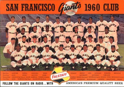 1960 Falstaff Beer San Francisco Giants Team Photo #NNO San Francisco Giants Front