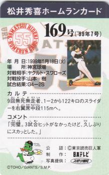 1999 NTV Hideki Matsui Homerun Cards #169 Hideki Matsui Back