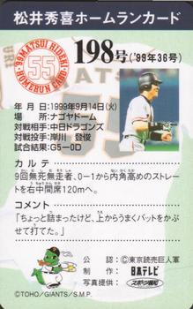 1999 NTV Hideki Matsui Homerun Cards #198 Hideki Matsui Back
