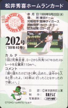 1999 NTV Hideki Matsui Homerun Cards #202 Hideki Matsui Back