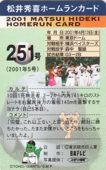 2001 NTV Hideki Matsui Homerun Cards #251 Hideki Matsui Back