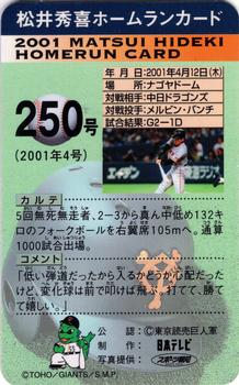 2001 NTV Hideki Matsui Homerun Cards #250 Hideki Matsui Back