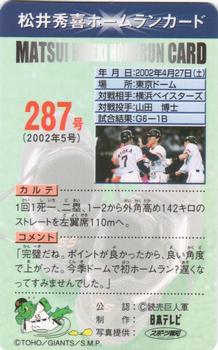 2002 NTV Hideki Matsui Homerun Cards #287 Hideki Matsui Back