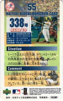 2003 Upper Deck NTV Hideki Matsui Homerun Cards #338 Hideki Matsui Back