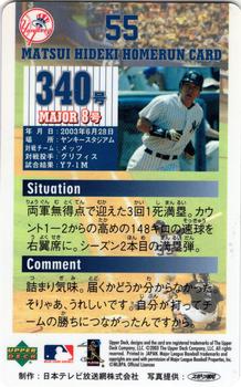 2003 Upper Deck NTV Hideki Matsui Homerun Cards #340 Hideki Matsui Back