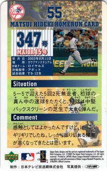 2003 Upper Deck NTV Hideki Matsui Homerun Cards #347 Hideki Matsui Back