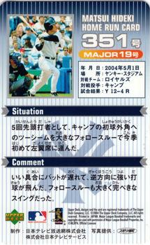 2004 Upper Deck NTV Hideki Matsui Homerun Cards #351 Hideki Matsui Back